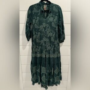NWT Johnny Was green Cornelia eyelet lace midi dress